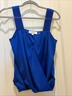 Amanda U. Royal Blue Draped Sleeveless Top